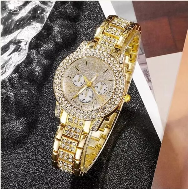 Full Diamond Bracelet Watch Suit Women's Quartz Watch - Image 2