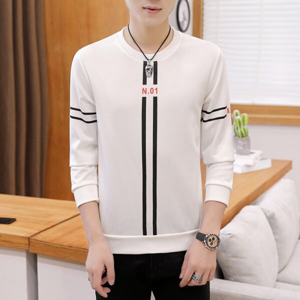 Spring and Autumn New mens printed long-sleeved T-shirt teen round neck bottom top fashion casual mens clothing - Image 7