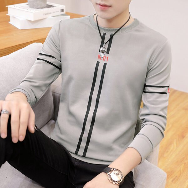 Spring and Autumn New mens printed long-sleeved T-shirt teen round neck bottom top fashion casual mens clothing - Image 6