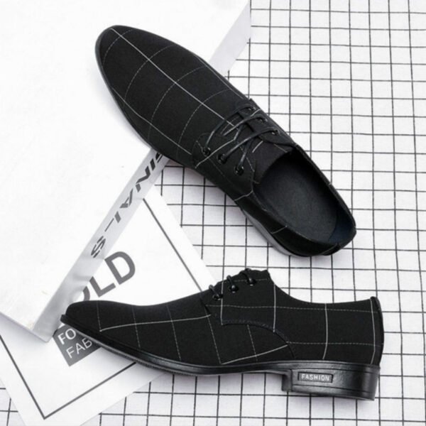 Mens Shoes Men Dress Shoes Leather Breathable Leisure Business Canvas Formal Shoes - Image 3