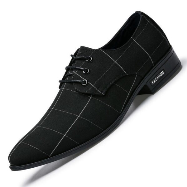 Mens Shoes Men Dress Shoes Leather Breathable Leisure Business Canvas Formal Shoes - Image 4