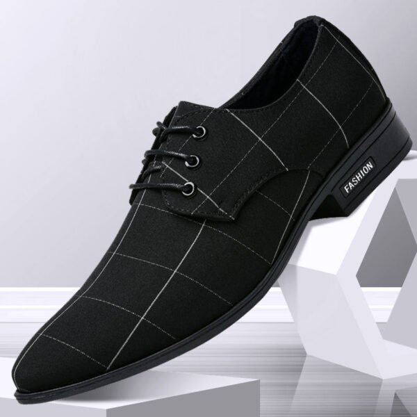 Mens Shoes Men Dress Shoes Leather Breathable Leisure Business Canvas Formal Shoes - Image 2