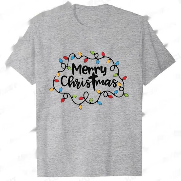 Men T-Shirt Christmas Lights Graphic Party T - Image 5