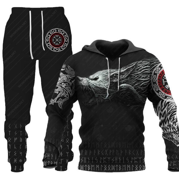 3D Wolf Print Tracksuit Men Sportswear Hooded Sweatsuit Two Piece Outdoors Running Fitness Mens Clothing Jogging Set - Image 4