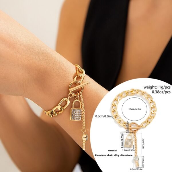 Shiny Lock & Key Pendant Necklace - Trendy Thick Chain for Women - Image 5