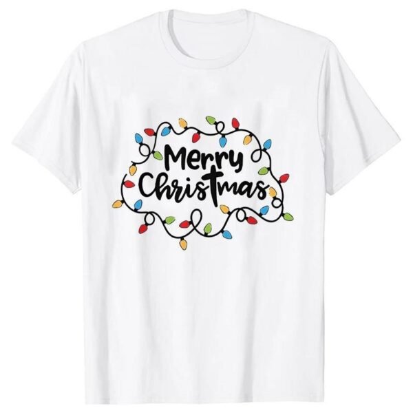 Men T-Shirt Christmas Lights Graphic Party T - Image 9