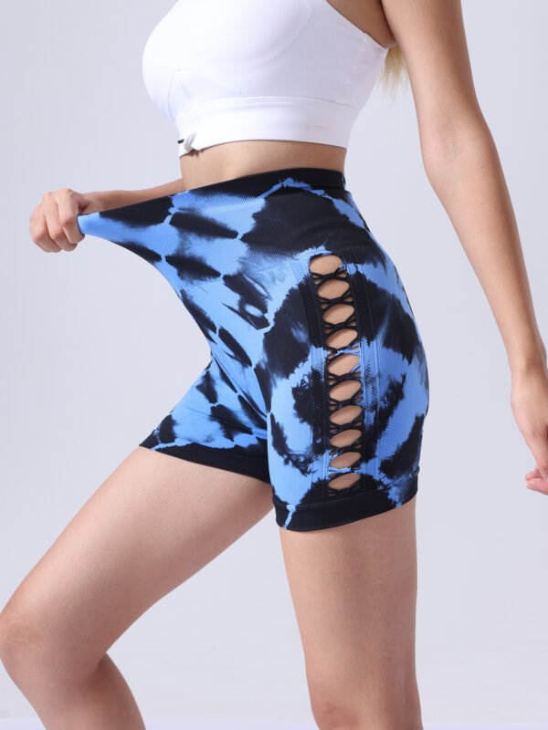 Women's Tie-Dye Side Bow High Waist Yoga Shorts - Image 8