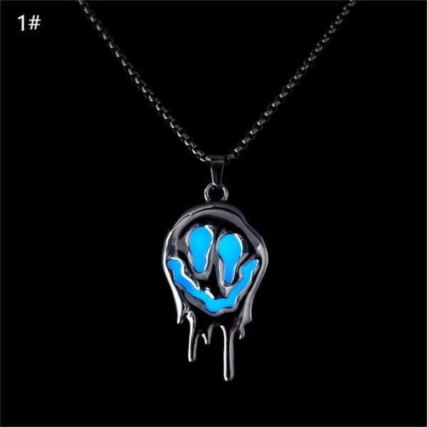 Zinc Alloy Noctilucent Necklace Halloween Ghost Glowing Grimace Pendant - Image 7