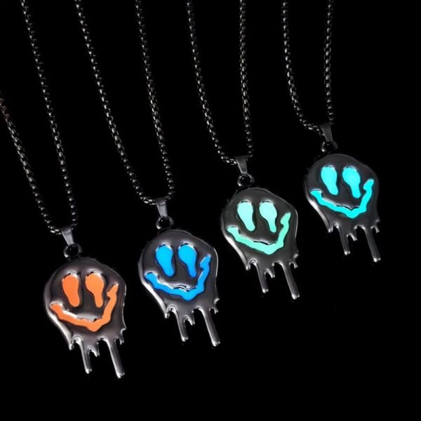 Zinc Alloy Noctilucent Necklace Halloween Ghost Glowing Grimace Pendant - Image 9