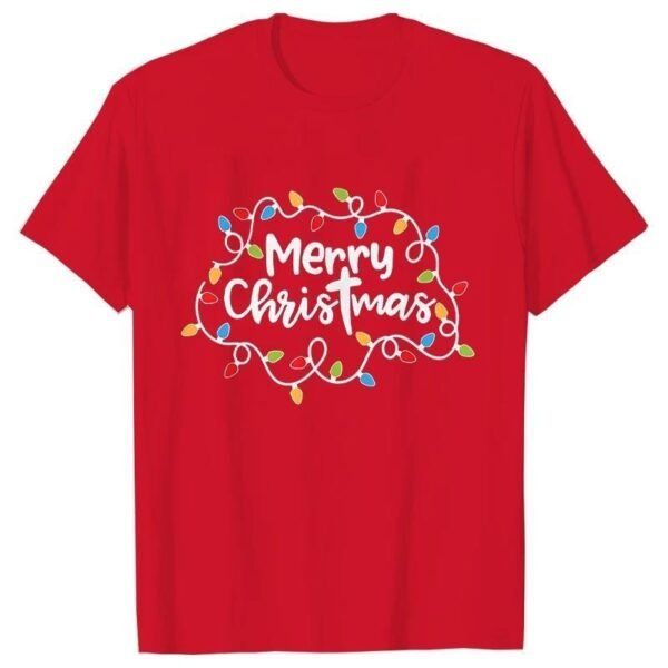 Men T-Shirt Christmas Lights Graphic Party T - Image 3