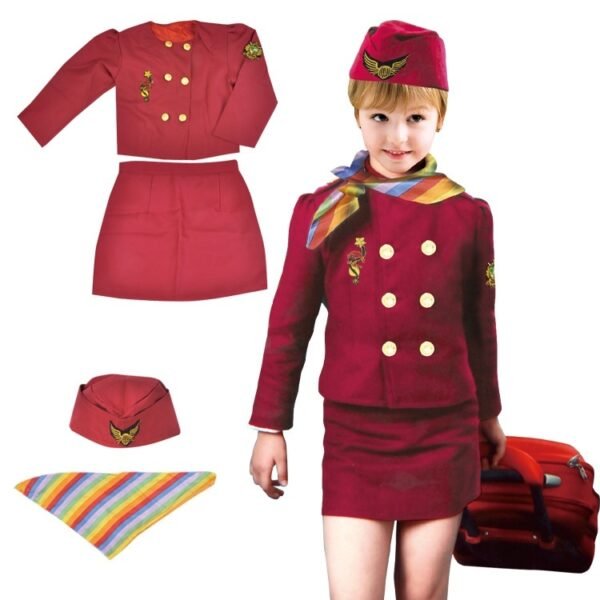 Children's Captain Clothing Girls Stewardess Clothing Holiday Party Performance Wear - Image 5