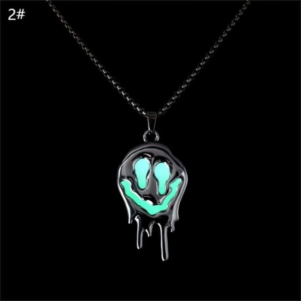 Zinc Alloy Noctilucent Necklace Halloween Ghost Glowing Grimace Pendant - Image 3