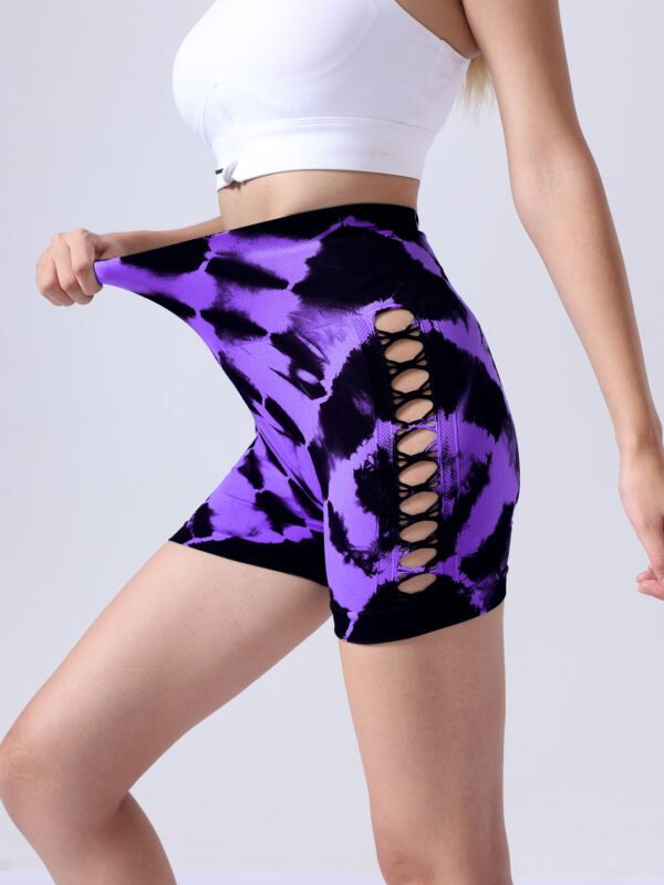 Women's Tie-Dye Side Bow High Waist Yoga Shorts