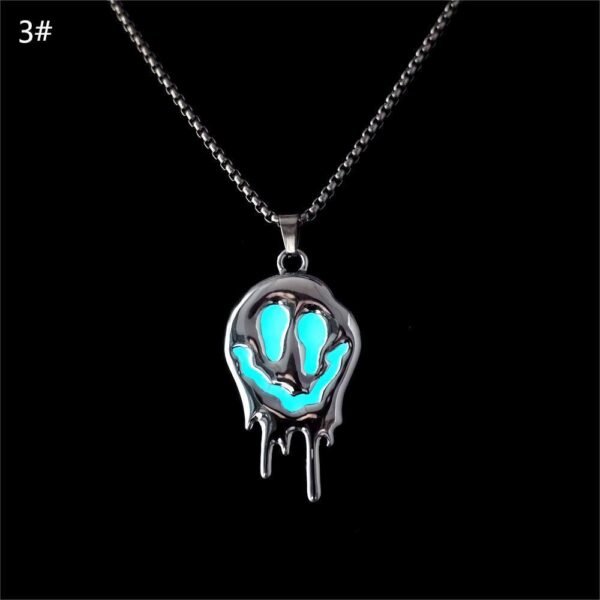 Zinc Alloy Noctilucent Necklace Halloween Ghost Glowing Grimace Pendant - Image 8