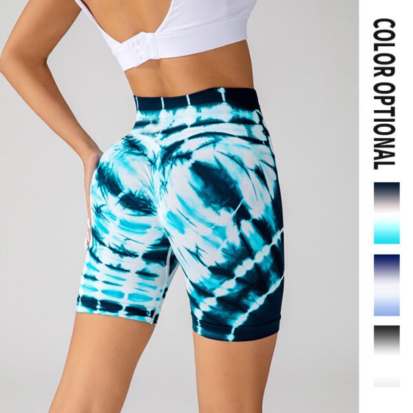 Tie-dye Printed Yoga Shorts Fashion Seamless High-waisted Hip-lifting Pant Sports Running Fitness Pants For Womens Clothing - Image 8