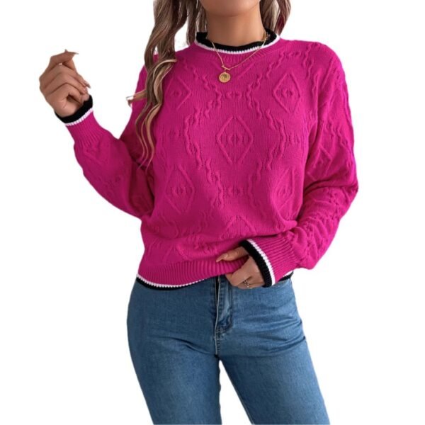 Casual Multicolor Twist Long Sleeve Pullover - Image 2