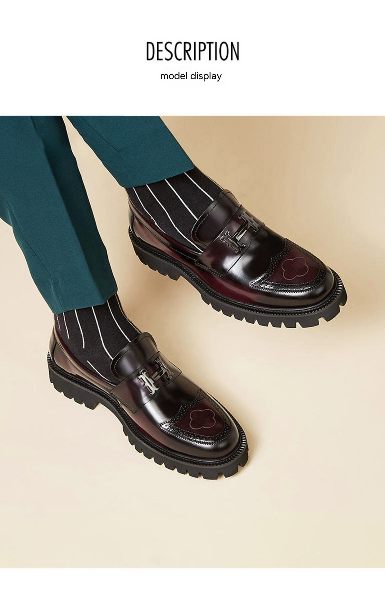 Slit Beads Matte Craft Leather Shoes Men - Image 8