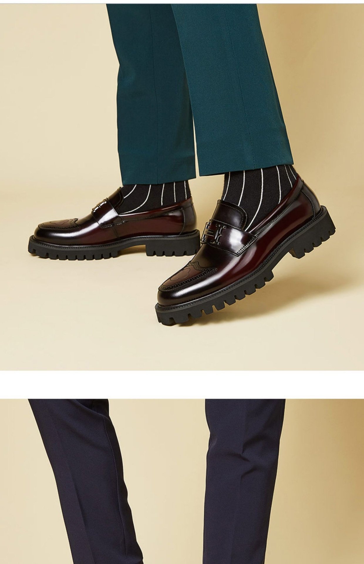 Slit Beads Matte Craft Leather Shoes Men - Image 3