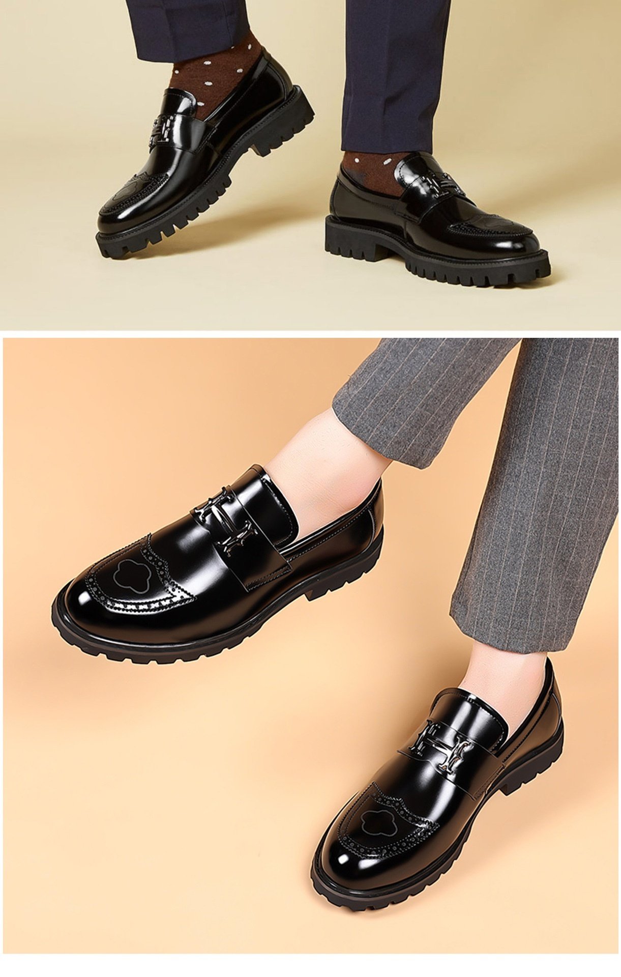 Slit Beads Matte Craft Leather Shoes Men - Image 10