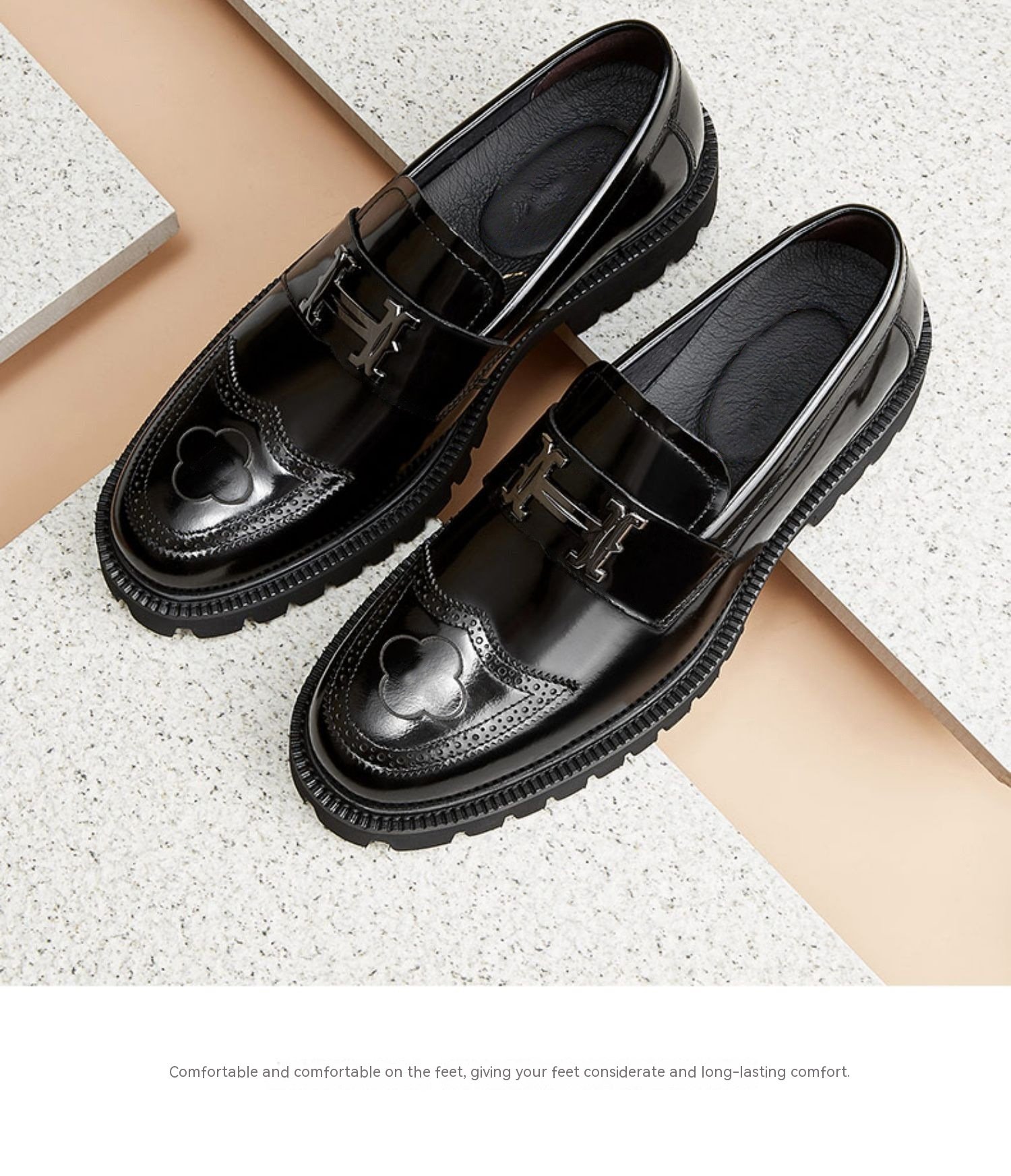 Slit Beads Matte Craft Leather Shoes Men - Image 4