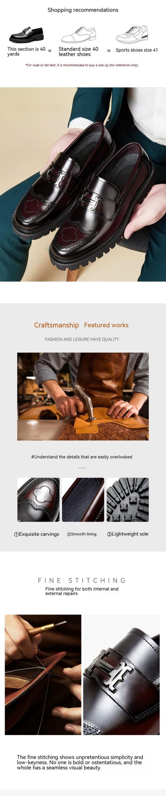 Slit Beads Matte Craft Leather Shoes Men - Image 2