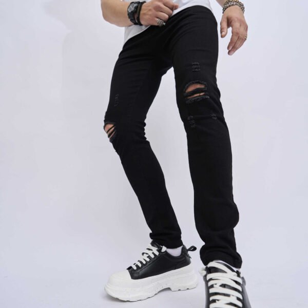 Men's Ripped Slim Fit Skinny Elastic Jeans - Image 3