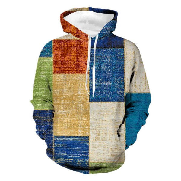 Stitching Pattern 3D Digital Printing Sweater Spring And Autumn Men's Hoodie - Image 3