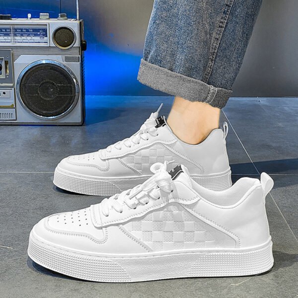 Casual Lace-up Sneakers Men Fashion Breathable Plaid Flats Shoes - Image 4