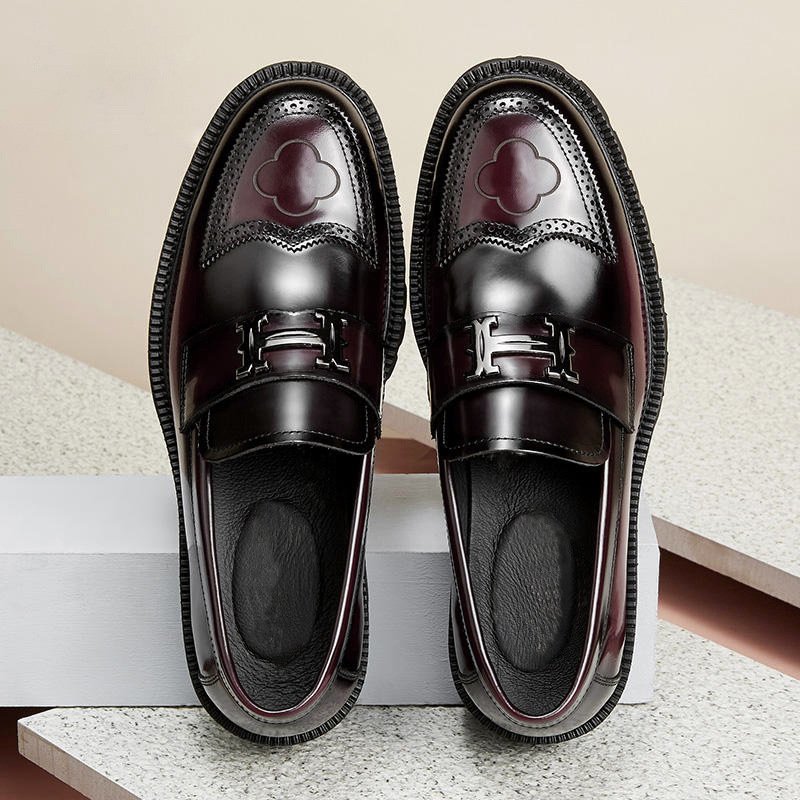 Slit Beads Matte Craft Leather Shoes Men - Image 9