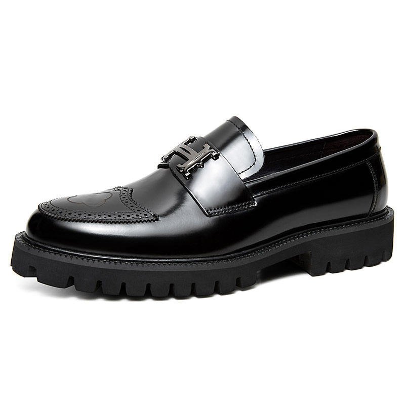 Slit Beads Matte Craft Leather Shoes Men - Image 6