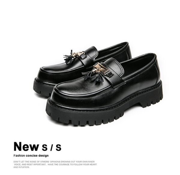 Men's Shoes British Style Black Leather Shoes - Image 4