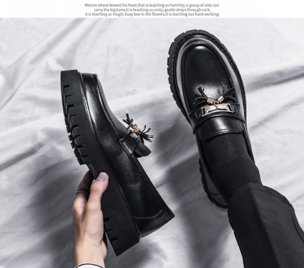 Men's Shoes British Style Black Leather Shoes - Image 8