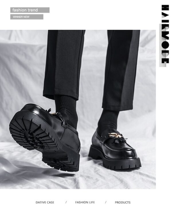 Men's Shoes British Style Black Leather Shoes - Image 3