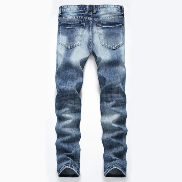 Ripped Fashion Slim-fit Trendy Straight Men's Jeans - Image 4