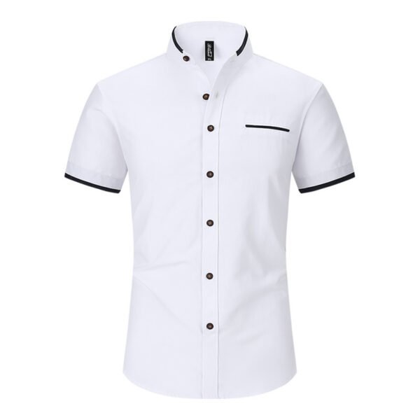 Stand Collar Men's Short Sleeve Shirt - Image 4