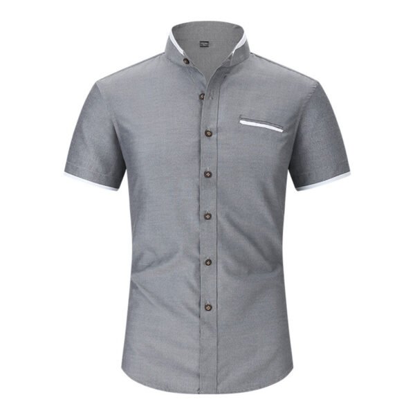 Stand Collar Men's Short Sleeve Shirt - Image 2